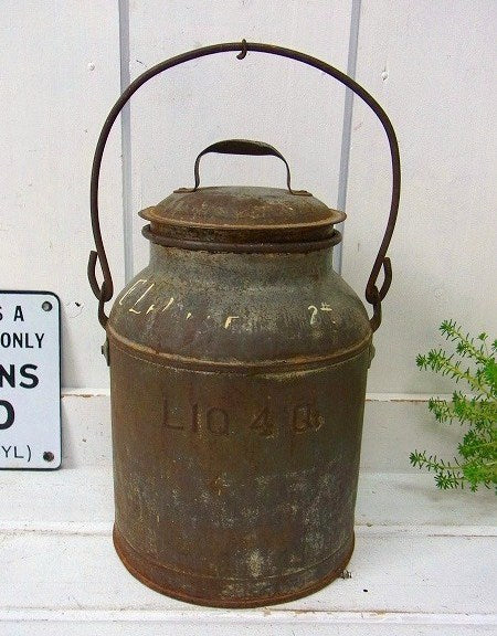 アイアン製・アンティーク・ミルク缶/ミルク容器　USA