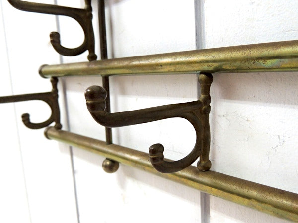 ミッドセンチュリー・真鍮製・折り畳み式・ヴィンテージ・ウォールフック・ハットラック・コートフック