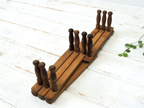 ノスタルジック・木製・壁掛け・伸縮式・ヴィンテージ・ハットラック・コートフック・ウォールフック