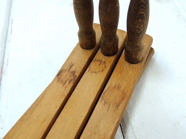 ノスタルジック・木製・壁掛け・伸縮式・ヴィンテージ・ハットラック・コートフック・ウォールフック