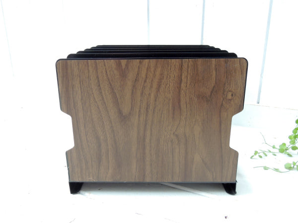 FRESNO.CALIF ウッド柄 メタル製 ビンテージ 書類スタンド ブックスタンド USA