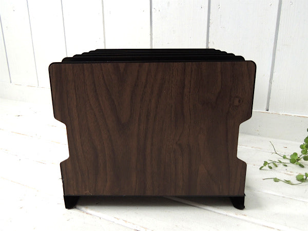 FRESNO.CALIF ウッド柄 メタル製 ビンテージ 書類スタンド ブックスタンド USA