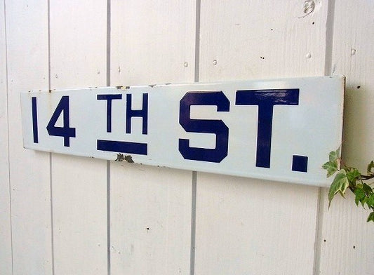 14TH ST. ホーロー製・CALIF ヴィンテージ・ストリートサイン・街路サイン 看板 USA
