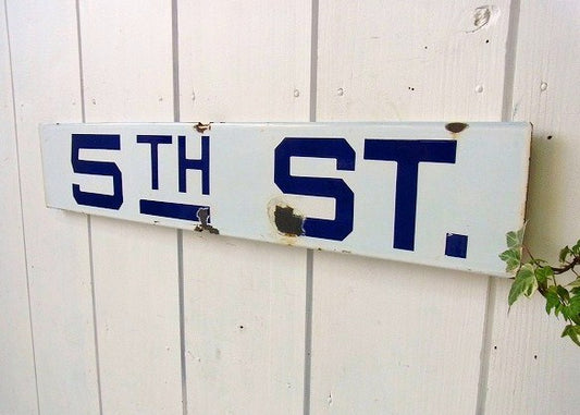 【5TH ST.】ホーロー製・ヴィンテージ・ストリートサイン/街路サイン/看板 USA