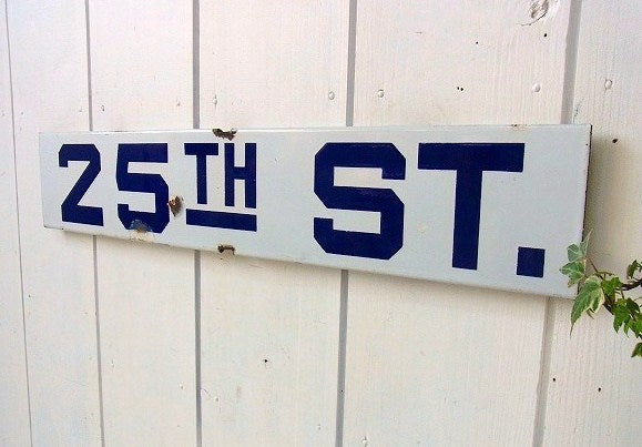 【25TH ST.】ホーロー製・ヴィンテージ・ストリートサイン/街路サイン/看板 USA
