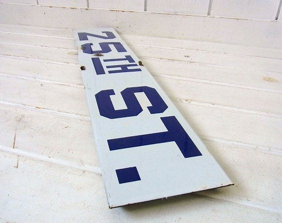 【25TH ST.】ホーロー製・ヴィンテージ・ストリートサイン/街路サイン/看板 USA