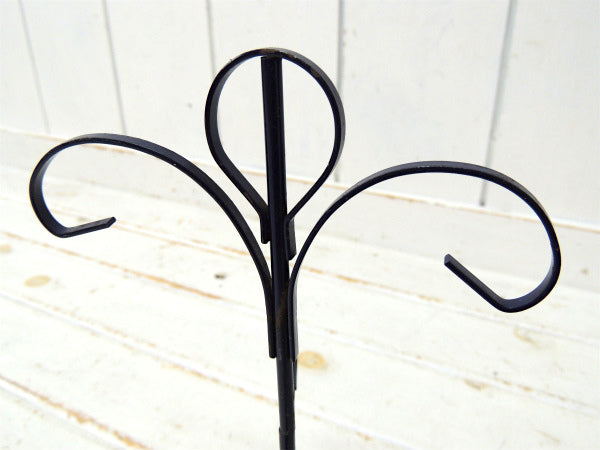 ネイビー・紺色・ヴィンテージ・アイアン製・マグツリー・マグカップホルダー 4客用