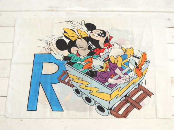 【ミッキー&フレンズ】アルファベット柄・ビンテージ・ピロケース/枕カバー USA