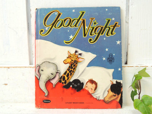 Good Night 少年&動物・フェルト装飾 50's ヴィンテージ・絵本 ピクチャーブック BOOK