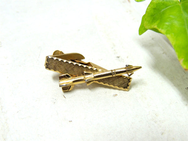 【RUGIN・ロケット&ミサイルモチーフ】ヴィンテージ・タイピン・ゴールド色・ミリタリー