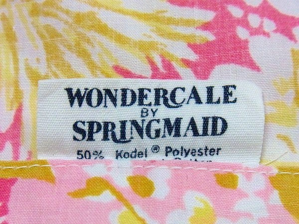 ピンク色の花柄・ヴィンテージ・ユーズドシーツ(フラットタイプ) USA