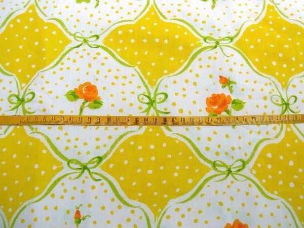 花柄&リボン柄・ヴィンテージ・ユーズドシーツ(フラットタイプ)USA