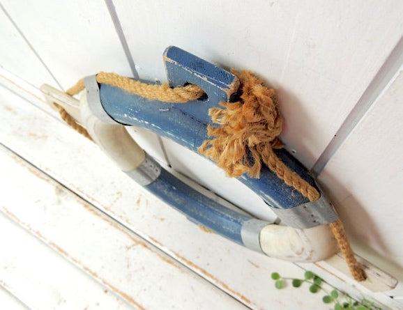 マリン インテリア ディスプレイ・編み込みロープ・ヴィンテージ・浮き輪・ライフブイ・看板 ブイ US