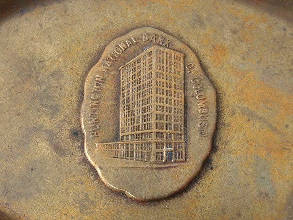 HUNTINGTON 銀行 アドバタイジング 真鍮製 アンティーク マネートレイ ポケットチェンジ トレイ