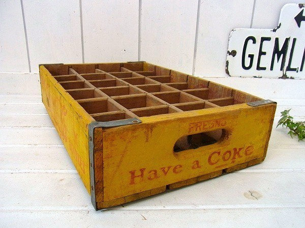 【Coca-Cola】コカコーラ・仕切り付き・木製・ヴィンテージ・ウッドボックス/木箱 USA