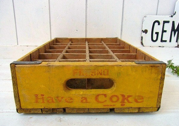 【Coca-Cola】コカコーラ・仕切り付き・木製・ヴィンテージ・ウッドボックス/木箱 USA