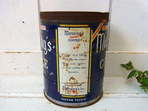 【Manning's COFFEE】ブリキ製・ヴィンテージ・コーヒー缶/ティン缶 USA