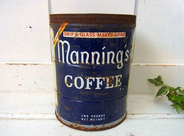 【Manning's COFFEE】ブリキ製・ヴィンテージ・コーヒー缶/ティン缶 USA
