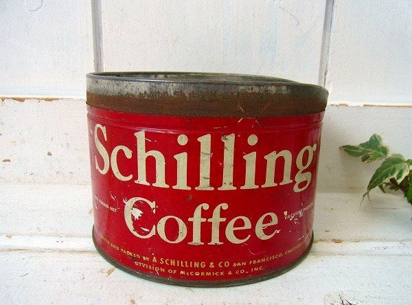 【Schilling COFFEE】ブリキ製・ヴィンテージ・コーヒー缶/ティン缶 USA