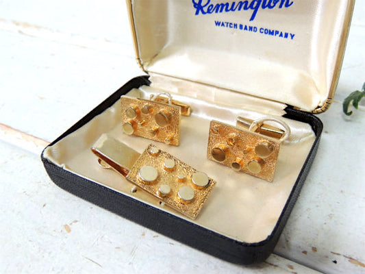 メンズ・Remington・ゴールドトーン・ジュエリー・ショップ・タイピン&カフスボタン