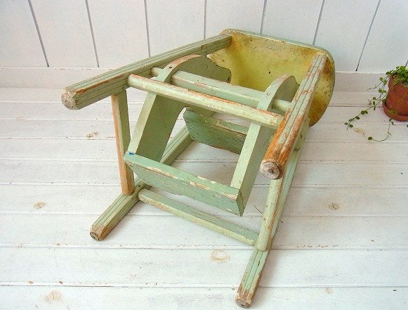 アンティーク・ミントグリーン色・木製・脚立・ステップツール/ラダー/椅子/USA