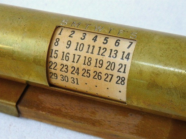 【パークシャーマン】真鍮製・アンティーク・デスクカレンダー/卓上カレンダー USA