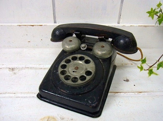 ティン製・おもちゃのアンティーク・黒電話/TOY　USA