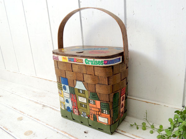 【Caro-Nan】1974年・トラベルシリーズ・木製・アンティーク・カロナンバスケット/カゴバッグ