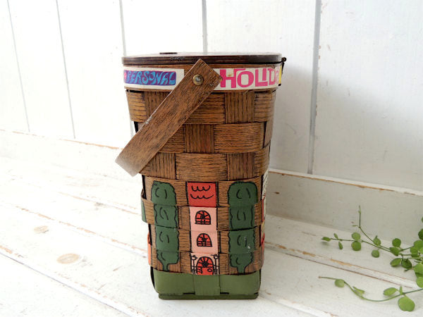 【Caro-Nan】1974年・トラベルシリーズ・木製・アンティーク・カロナンバスケット/カゴバッグ