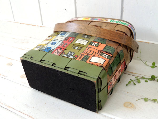 【Caro-Nan】1974年・トラベルシリーズ・木製・アンティーク・カロナンバスケット/カゴバッグ