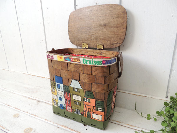 【Caro-Nan】1974年・トラベルシリーズ・木製・アンティーク・カロナンバスケット/カゴバッグ