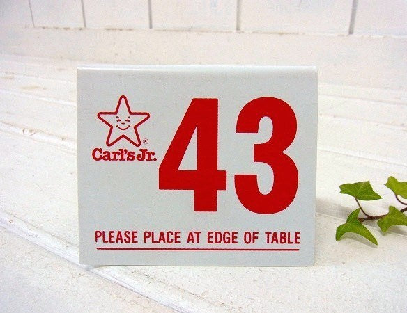 【Carl's Jr.】43・カールスジュニア・卓上・ナンバープレート/番号札 USA