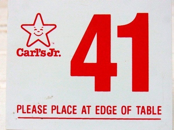 【Carl's Jr.】41・カールスジュニア・卓上・ナンバープレート/番号札 USA