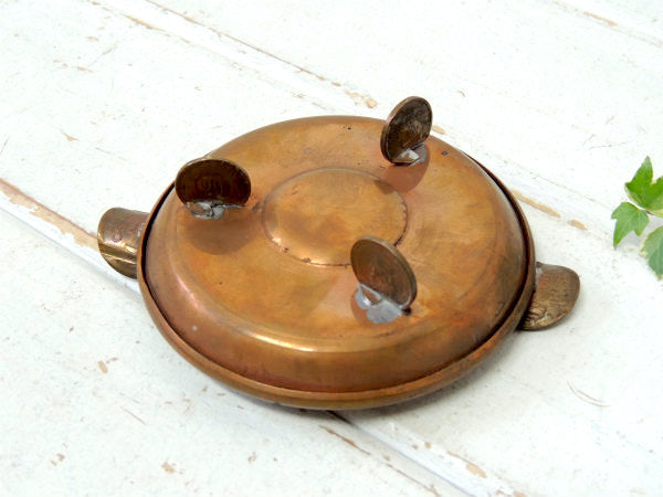 チリ共和国・REPLBLICA DE CHILE・コイン付・銅製・ヴィンテージ・灰皿・アシュトレイ