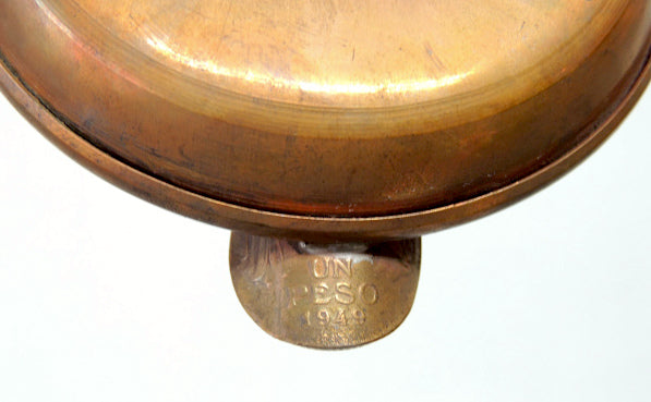 チリ共和国・REPLBLICA DE CHILE・コイン付・銅製・ヴィンテージ・灰皿・アシュトレイ