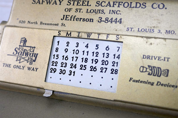 インダストリアル カレンダー付き ノベルティ 50s ビンテージ バインダー クリップボード USA