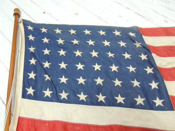 48スター★旗 1912〜1959年・木製ポール付き・特大・ヴィンテージ・アメリカンフラッグ・星条旗
