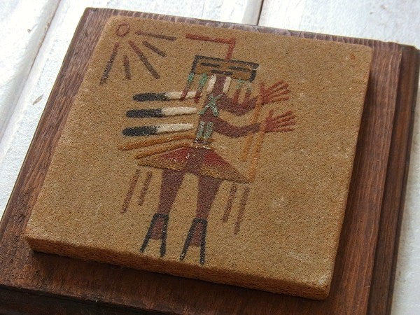 ネイティブアメリカン・ナバホ族・ヴィンテージ・サンドペイント・ウォールデコ・砂絵 USA