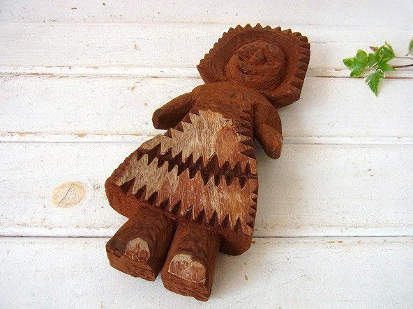 インディアン・少女の木彫り・ヴィンテージ・ドール/人形/ネイティブ