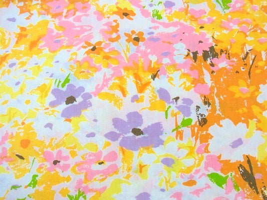 【Pennys】パステルカラーの花柄・ヴィンテージ・フラットシーツ(1/2) USA