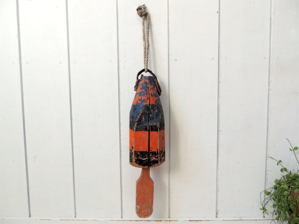 シャビー・マリン・ナンバー入り・木製・ヴィンテージ・ロブスター・ブイ・トラップ・浮き・インテリア