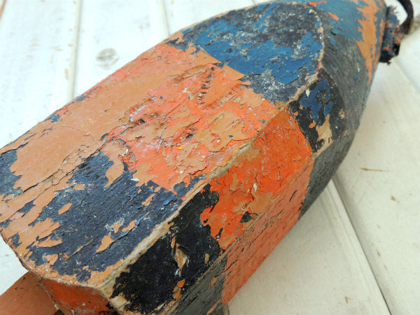 シャビー・マリン・ナンバー入り・木製・ヴィンテージ・ロブスター・ブイ・トラップ・浮き・インテリア