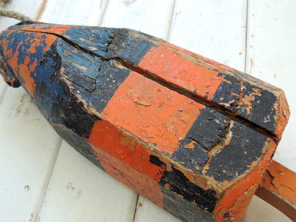 シャビー・マリン・ナンバー入り・木製・ヴィンテージ・ロブスター・ブイ・トラップ・浮き・インテリア