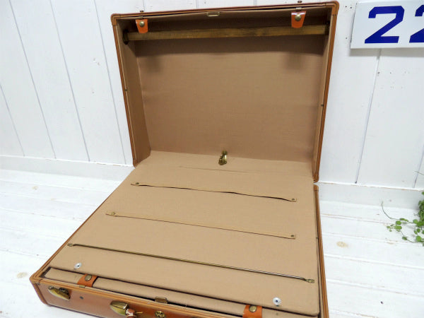 【Samsonite】サムソナイト・鍵付き・キャメル色・ヴィンテージ・スーツケース/トランク(箱付)