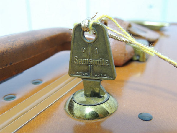 【Samsonite】サムソナイト・鍵付き・キャメル色・ヴィンテージ・スーツケース/トランク(箱付)