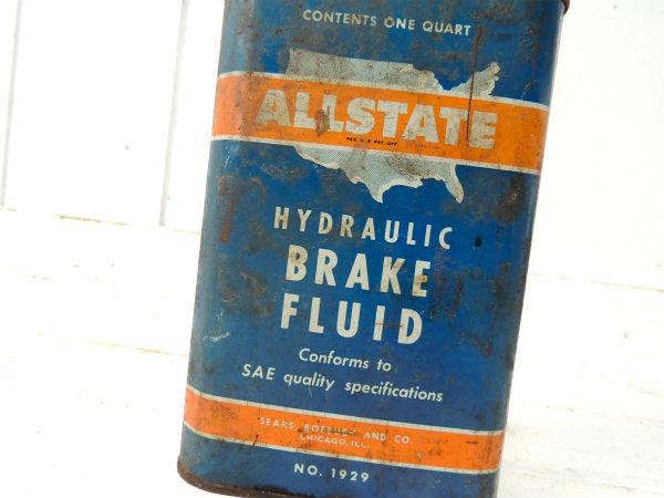 【SEARS】ALLSTATE・アメリカ合衆国柄・ブルー×オレンジ・ヴィンテージ・オイル缶/ガレージ