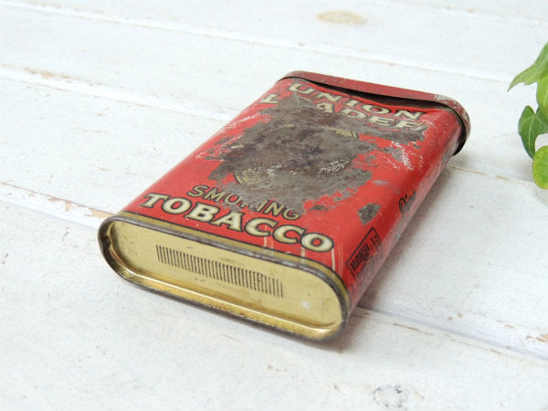 【UNION LEADER】イーグル柄・赤色・アンティーク・OLD・タバコ缶/ブリキ缶 USA
