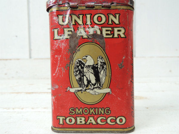 【UNION LEADER】イーグル柄・赤色・アンティーク・OLD・タバコ缶/ブリキ缶 USA
