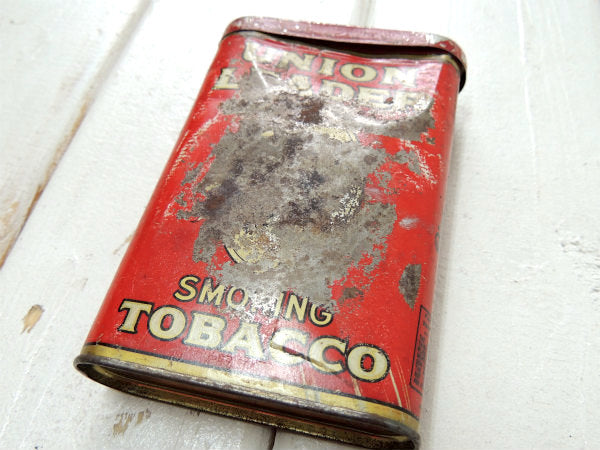 【UNION LEADER】イーグル柄・赤色・アンティーク・OLD・タバコ缶/ブリキ缶 USA