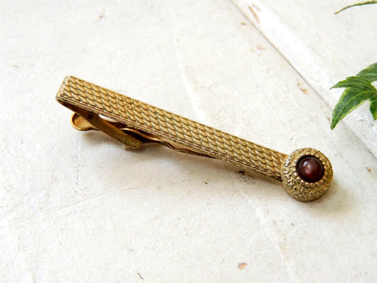 【細工・SWANK】アンティーク・タイピン・ゴールド×ワインレッド・装飾・アクセサリー